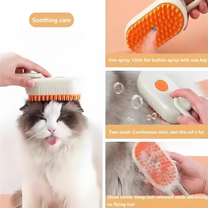 Dog Cat Steam Brush Short Hair - Professional Grooming