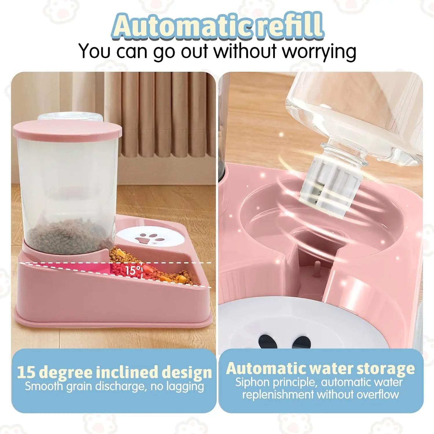 Automatic Cat Water Food Dispenser 2-in-1
